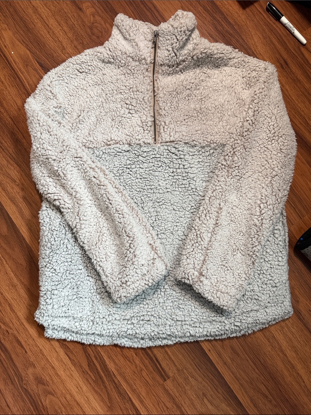 miami Plush Sherpa Quarter-Zip Jacket - Light Gray